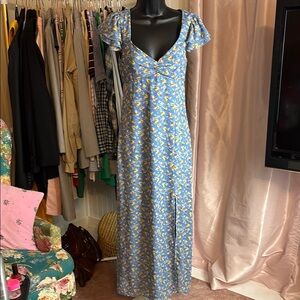 Altar’d State Blue Floral Maxi Dress Sz XS